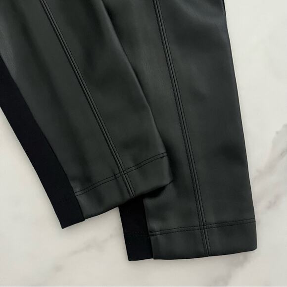 Ann Taylor The Seamed Side Zip Legging in Pebbled Faux Leather Ponte Sz 4 Black - Picture 9 of 10